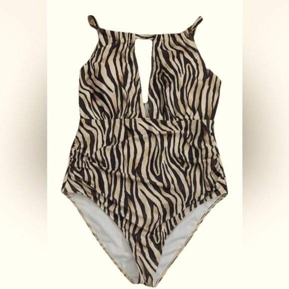 SIMPLY FIT Swimwear One Piece Swim Suit Animal Zebra Print Tummy Control 3X NWT - Picture 4 of 8